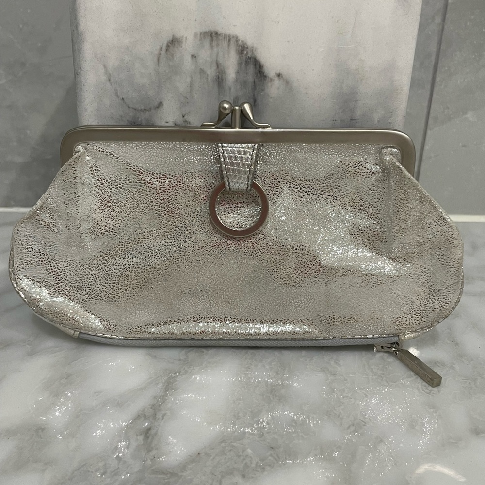 FENDI SILVER METALLIC CLUTCH 3.5” x 7.25”